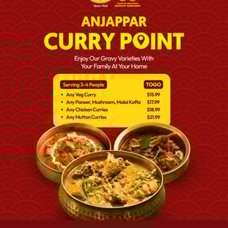 ANJAPPAR CURRY POINT (Serves 3-4)