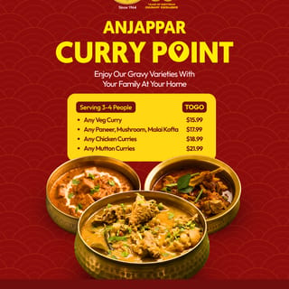 ANJAPPAR CURRY POINT (Serves 3-4)